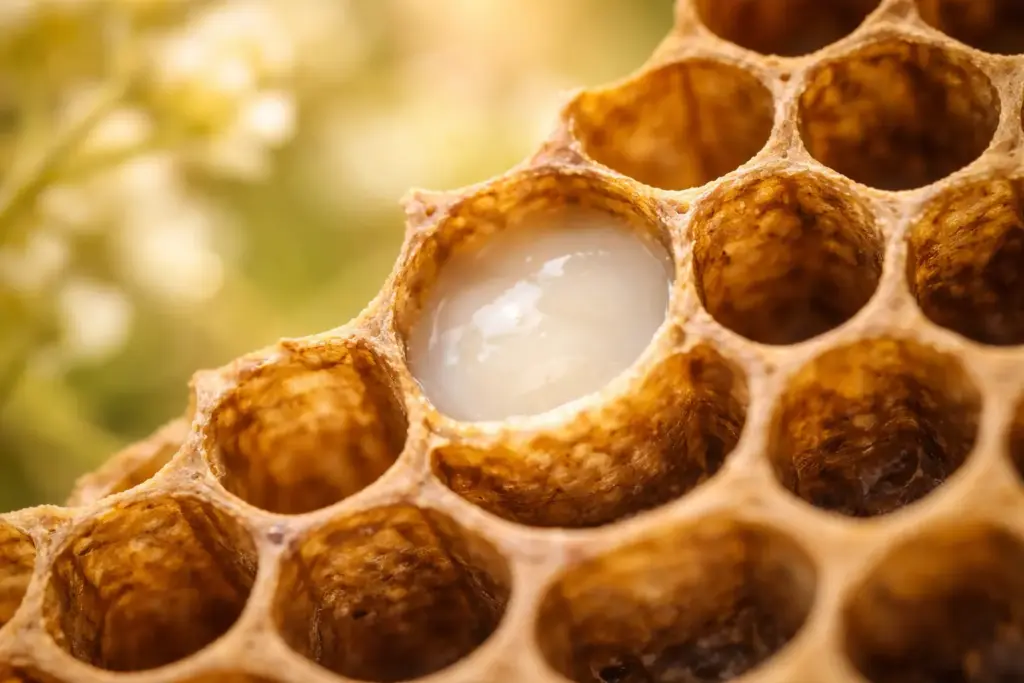 A creamy substance inside a bee cell